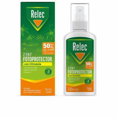 Spray solare per il corpo Relec 2 in 1 Citronella 100 ml Spf 50