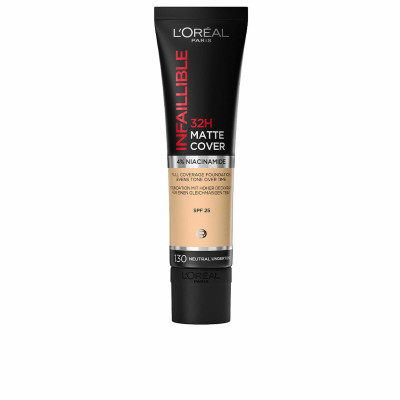 Base per Trucco Fluida L'Oreal Make Up Infalible 32H Matte Cover Nº 130 neutral undertone Spf 25