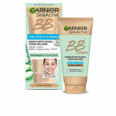 Crema Idratante con Colore Garnier Skinactive Bb Cream Pelle Mista Pelle grassa Medium 50 ml Spf 25